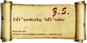 Závodszky Sándor névjegykártya