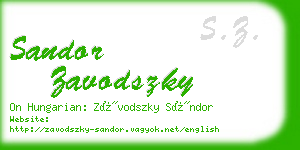 sandor zavodszky business card